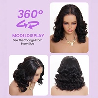 Perruque en cheveux humains de qualité vietnamienne, boucles élastiques rebondissantes, noir naturel, tissée à la main, avec dentelle frontale, pour femmes, vente en gros d'usine