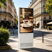 Kiosque numérique LCD ultra-plat de 55 pouces pour extérieur, support de sol, signalisation numérique, IP66, lisible au soleil, Android Windows OS pour station de bus