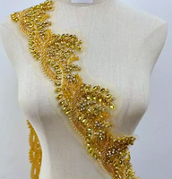 Appliques de dentelle de perles pailletées à la main Accessoires en dentelle élégante pour les robes de mariage et de performance