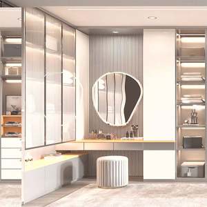 Bedroom Wardrobe <b>With</b> <b>Dressing</b> <b>Table</b> Dresser <b>With</b> <b>Mirror</b> and <b>Lights</b> - Product Image 3