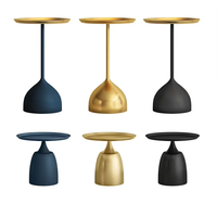 Moderne runde goldene hohe Luxus Gold blau schwarz Ende elegante Metall Seite Design Tische Couch tisch für Wohnzimmer