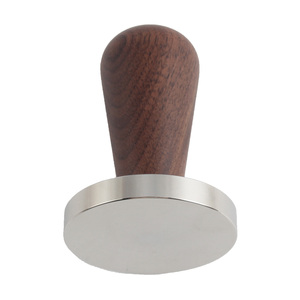 Tamper à café avec manche en bois véritable de haute qualité et acier inoxydable, plaisir du café complet avec tampon à espresso - Product Image 3