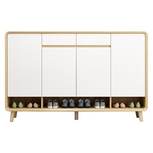 Lxyx Nordic Foldable Oak Wood <b>Shoe</b> Cabinet Modern Design Multi-Functional Home Furniture 4 Shelves 24-35 Pair Capacity Living - Product Image 1