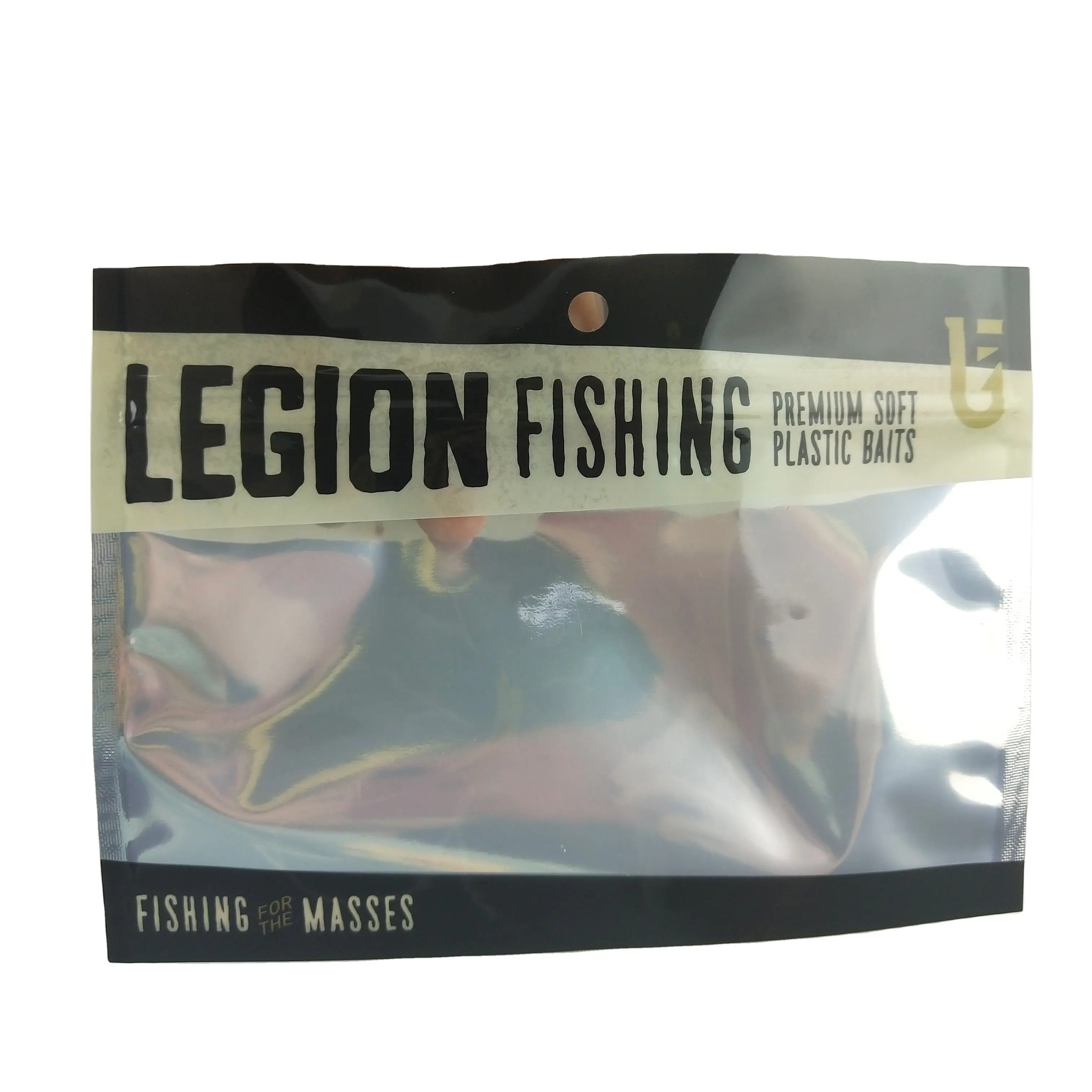 wholesale front clear window custom plastic baits fishing lure packaging mylar zipper bag
