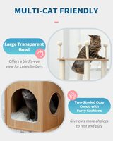 Boîtier de litière avec arbre à chat Maison de chat en bois Meuble de litière pour chat caché avec griffoir