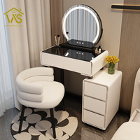 Commode en bois nordique de luxe charge sans fil lumière stockage maquillage coiffeuse moderne multi-fonctionnelle princesse chambre