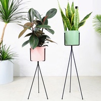 Pot de fleurs décoratif en métal pour la maison et le jardin, pot à plantes en fer, pot à bonsaï en acier doré avec support en métal