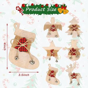 شجرة عيد الميلاد ، 6 تصاميم ، قواطع خشبية ريفية للزينة ، مجموعة زخرفة عيد الميلاد - Product Image 4