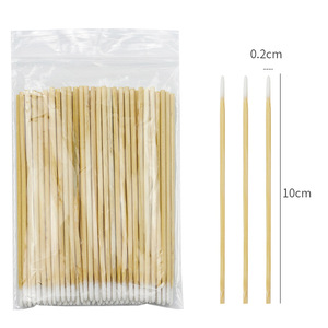 Hisopos de algodón Bonson para maquillaje permanente, 10 cm, con mango de madera, tres capas de algodón absorbente, para limpieza de tatuajes y maquillaje. - Product Image 1