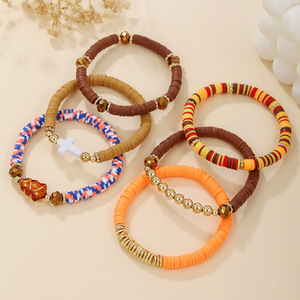 Conjunto de Pulseras de Arcilla Polimérica con Cuentas, Estilo Vintage Geométrico, Joyería Unisex de Moda, Primavera 2025, Origen Yiwu - Product Image 3