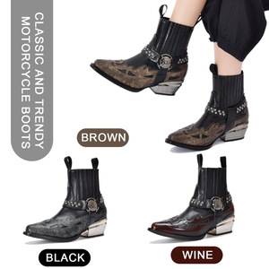 Botas Chelsea Vaqueras Personalizadas con Punta Puntiaguda para Hombre y Mujer, Botas de Tobillo para Actuaciones Escénicas, Banquetes, Estilo Europeo y Americano - Product Image 5