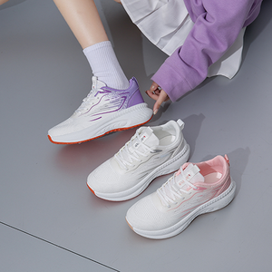 Zapatillas Deportivas de Malla con Degradado Blanco, Rosa y Morado, Transpirables, Ligeras y con Amortiguación para Mujeres y Niñas, para Caminar a Diario y Hacer Ejercicio - Product Image 2