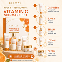 Ensemble de soins de la peau à la vitamine C, 5 pièces : nettoyant, tonique, sérum, lotion, crème hydratante, éclaircissante, illuminatrice, blanchissante, étiquette privée OEM ODM