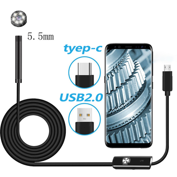 10M Rigid Cable USB C Endoscope Type C 3 in 1 Usb Snake Endoscope Inspection Camera HD Camera
