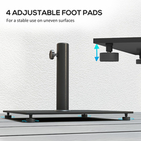 Support de parasol de terrasse robuste JH-Mech avec patins réglables, résistant aux intempéries, base de parasol en acier au carbone noir thermolaqué