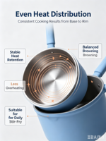 Ensemble de 6 ustensiles de cuisine en aluminium antiadhésif, casseroles et poêles bleues, couvercles en verre, poignées résistantes à la chaleur, compatibles avec tous les types de cuisinières, passe au four et au lave-vaisselle, pour la cuisine à domicile
