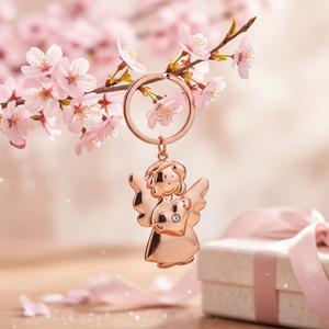 Portachiavi Angioletto Rosato Eco Box con Ciondolo Angelo in Cristallo Finitura Oro Rosa - Product Image 3