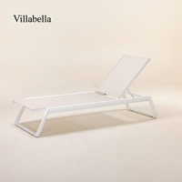 Chaise longue de qualité professionnelle en aluminium, mobilier d'extérieur en Textilene, empilable, sans accoudoirs, pour hôtel, complexe hôtelier, bord de piscine