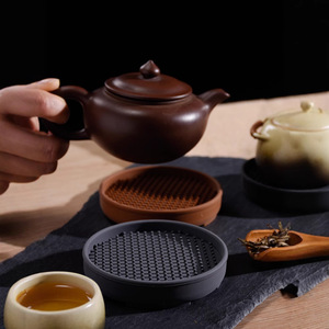 Kung Fu <b>Tea</b> <b>Set</b> Purple Clay Teapot Mat Silicone Drainage Tray Round Insulated Dry Brewing Table For Afternoon <b>Tea</b> - Product Image 2