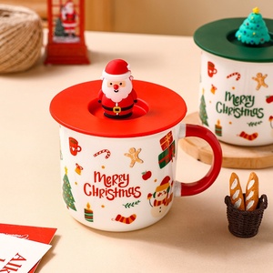 Mug en porcelaine écologique personnalisable avec couvercle, motif de Noël mignon, idéal pour les cadeaux d'entreprise lors d'événements d'ouverture - Product Image 4