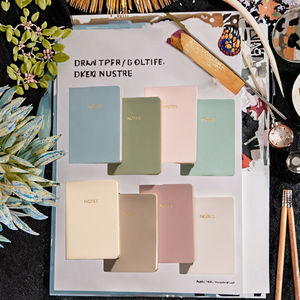 Carnet de notes/journal en cuir PU format A5 2026, couverture rigide avec logo personnalisé, reliure cousue, 80 feuilles, pages lignées colorées - Product Image 3