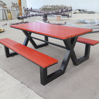 Banc de table en bois de jardin commercial extérieur personnalisé en usine ensemble extérieur rue publique Patio parc Table de pique-nique