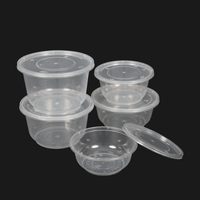 Bol à soupe en plastique avec couvercle, transparent, de qualité alimentaire, jetable, camping, blanc, rond