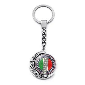 Porte-clés porte-clés avec drapeau souvenir en métal rotatif créatif Italie Londres Singapour Turquie Inde Japon Australie