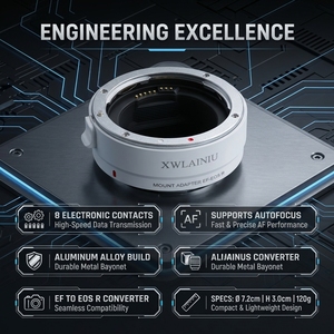 Adaptateur EF-EOS R, adaptateur de monture d'objectif à mise au point automatique pour appareil photo à monture RF EOS <span class=keywords><strong>RP</strong></span> R50 R5 R5II R6 <span class=keywords><strong>R7</strong></span> R8 R10 R100 - Product Image 3