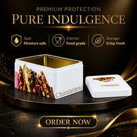 Boîte en fer blanc personnalisée pour chocolats croustillants, conteneur métallique à corps creux, impression quadricolore pour emballage alimentaire