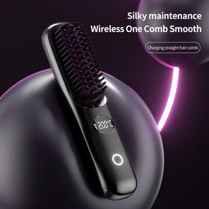 USB Rechargeable Fast Heating <strong>Cordless</strong> <strong>Hair</strong> <strong>Straightener</strong> Brush Portable Straightening Brush For Women Mini Negative Ion Hot Comb - Product Image 2