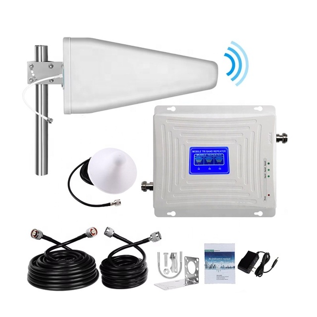 3 Band GSM 3G 4G LTE Signal Booster Repeater 800/900/1800/2100 MHz 50W 1000+sqm Coverage Indoor Outdoor Amplifier