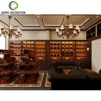 Éclairage LED de luxe, décoration de boutique de cigares, mobilier complet pour magasin, vitrine à cigares en placage de bois, boutique de tabac haut de gamme