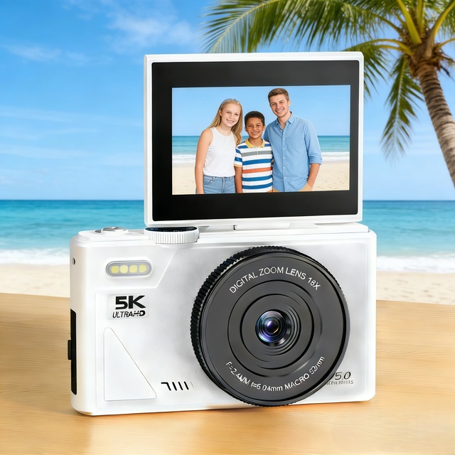 Fill Light CMOS Sensor Digital Mirrorless Vlogging Camcorder with 17x-30x Optical Zoom 2"-3" Screen for Students Retro Design