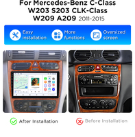 Autoradio stéréo Junsun 9 pouces avec Carplay et Android Auto pour Mercedes Benz Classe C, Classe CLK, S203, W203, W209, A209 2000-2005, lecteur DVD