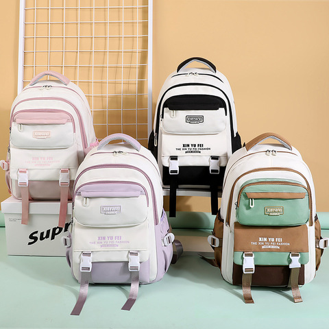 New Style Colorful Girls Casual Backpack for Kids Teenagers Students Nylon School Bags Junior High School Bookbags Cute Mochilas
