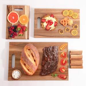 Tablas de Cortar de Madera de Acacia para Cocina, Juego de 3, Superficie Lisa, Tabla de Cortar de Madera Maciza, Bandeja para Servir con Soporte - Product Image 5