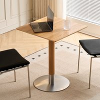 Table à manger rétro en acier inoxydable et bois, style nordique moderne, mobilier de bureau, ensemble de tables à manger pour hôtel et restaurant