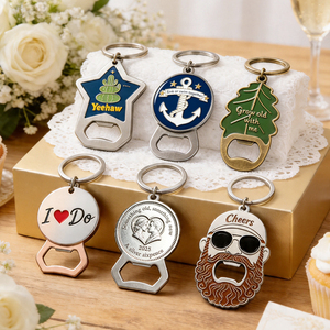 Décapsuleurs de bouteilles personnalisés pour mariage, porte-clés <span class=keywords><strong>en</strong></span> métal, breloques, souvenirs, cadeaux pour invités, outils de bar de marque, articles promotionnels, équipe bien formée - Product Image 4