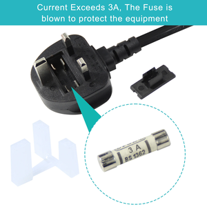 KUNCAN 250v 2.5A Heavy Duty <b>Cord</b> British IEC C7 Right Angle Power <b>Extension</b> <b>Cords</b> BS 1363 TV Power Lead - Product Image 2