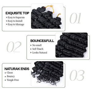 Prix bas, vente en gros, très demandé : <span class=keywords><strong>Cheveux</strong></span> ondulés profonds pour femmes, 20 pouces, 100g, 1 brin/paquet, en fibres haute température - Product Image 2