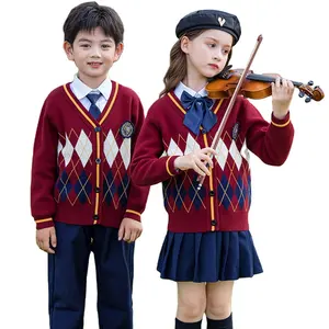 Jinteng小学生の秋冬セータークラスセット幼稚園のユニフォーム子供用コーラスパフォーマンスユニフォーム