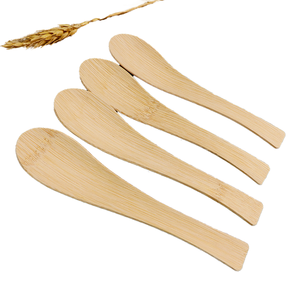 Cuillères en bambou jetables, ensemble de couverts simples jaunes, ustensiles de voyage - Product Image 1