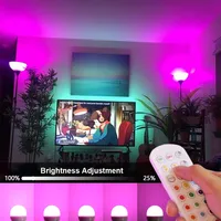 Ampoule LED RGB E27 Globe en plastique, température de couleur 2700K-6500K, chargement USB 5V, télécommande intelligente, intensité variable, pour chambre à coucher, chevet, salon