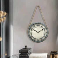 Infinity Time 13 pouces horloge murale côtière corde de chanvre mouvement à Quartz marocain en détresse corps en plastique 3D chanvre déco horloges suspendues