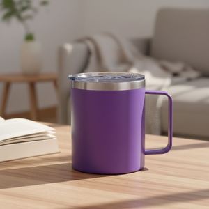 Mug de voyage isotherme de luxe en acier inoxydable à double paroi de 12 oz, personnalisable, avec couvercle coulissant, pour lait et bière - Product Image 1