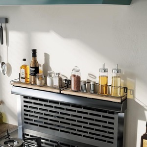 Wooden Storage <b>Rack</b> For Spices And Seasonings Wall Mounted Kitchen Oven Top <b>Shelf</b> Natural Wood Color Easy Cleaning - Product Image 1