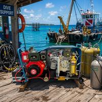 Compresseur de lubrification à piston entraîné par moteur diesel, portable, 300L, 300bar, 4500psi, plongée sous-marine, lutte contre l'incendie, paintball