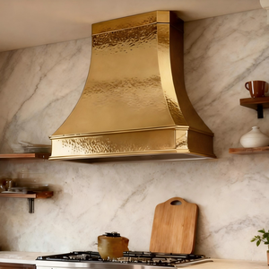 Custom Brass Shape Vented Range Hood With 1200 CFM Wall Mounted Luxury Kitchen Hood Custom Brass Range Hood Shape Brass Ran - Product Image 2
