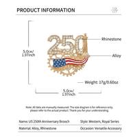 Broche plaquée alliage 2026 pour le 250e anniversaire des États-Unis, épinglette patriotique drapeau américain, cadeau de bijoux pour la fête du 4 juillet, Jour de l'Indépendance